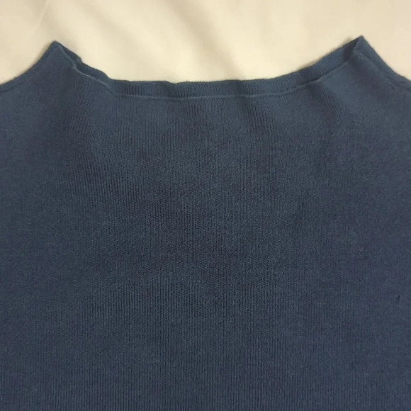 Anne Klein Mock-Neck Colorblock Viscose Blend Boxy Sweater, Color Blue/Blck Sz L - Picture 6 of 15
